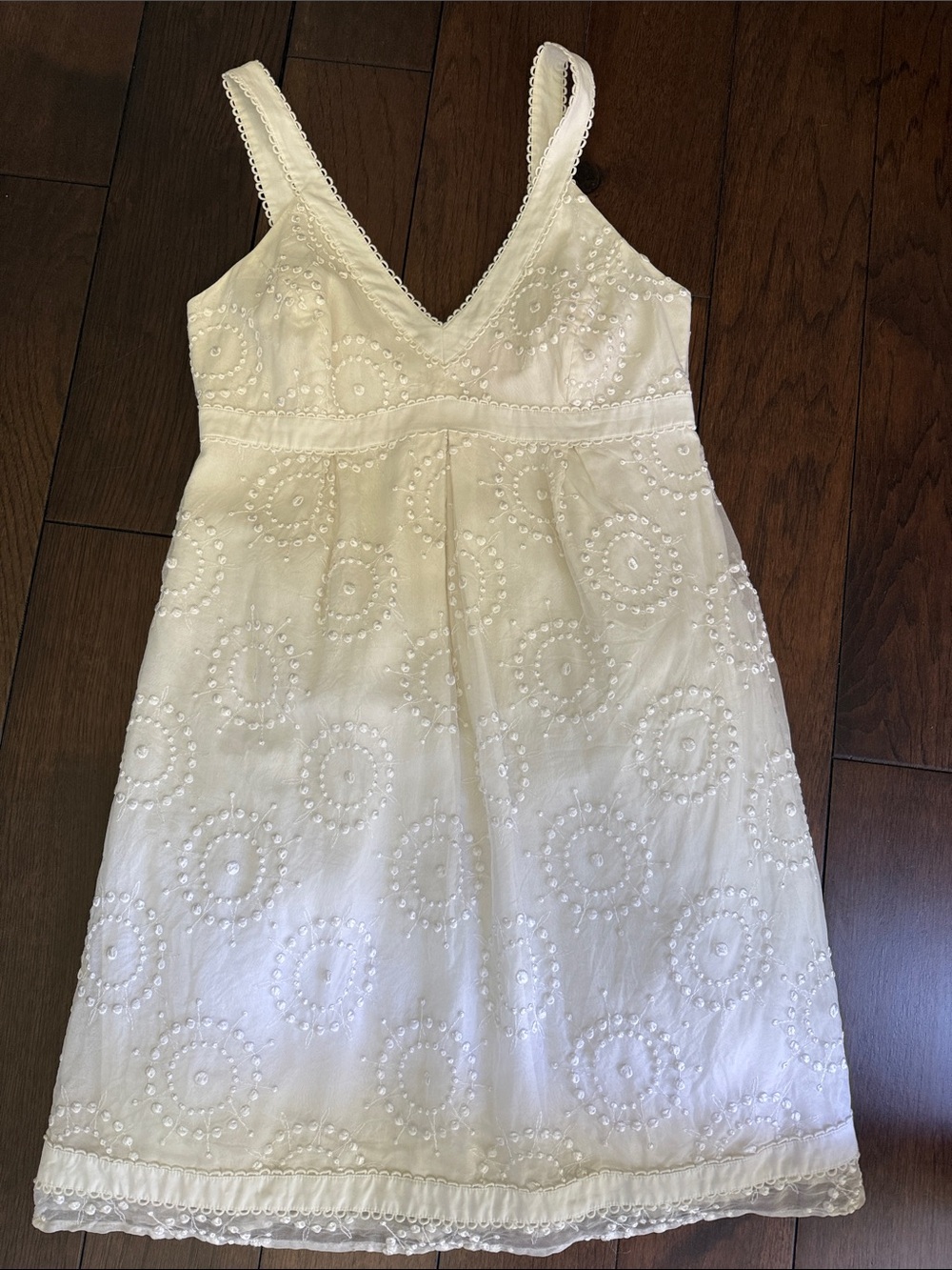 LILLY PULITZER AMBER ORGANZA WHITE CARTWHEELS EMBROIDERED DRESS SZ 10